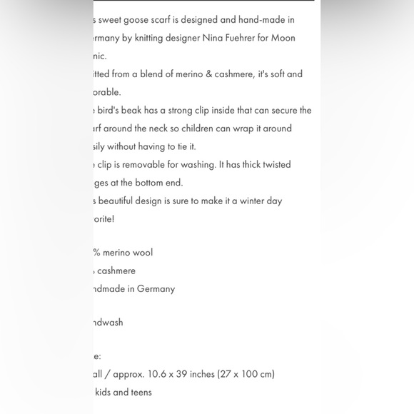 NINA FUHRER for Moon Picnic goose merino wool/ cashmere scarf - Picture 3 of 8